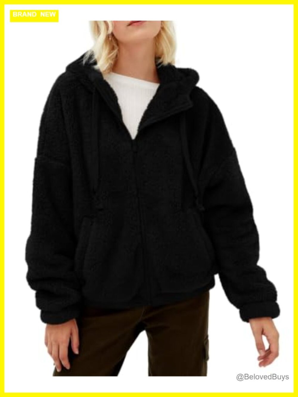 Women's Fuzzy Sherpa Fleece Zip Up Hooded Jacket